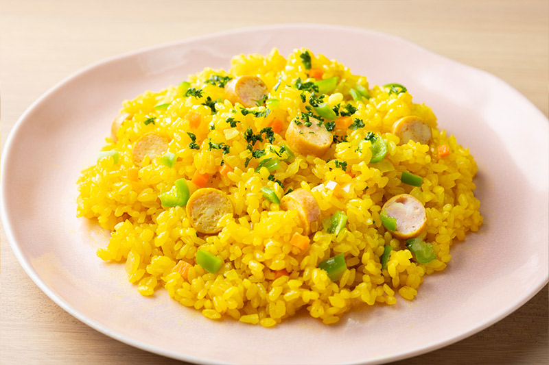 ソーセージと野菜のターメリックライス