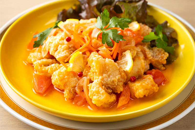 白身魚のエスカベッシュトマト風味